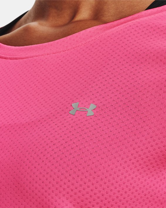 Women's HeatGear® Armour Short Sleeve, Pink, pdpMainDesktop image number 3